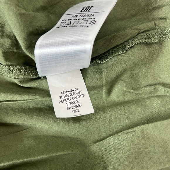 Gap Sz Small Halter Dress Cotton Midi Green Ruffle Milkmaid - Picture 12 of 16